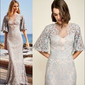 Tadashi Shoji Malina flutter sleeve lace gown